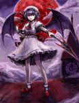  bad_id bad_pixiv_id clock clock_tower cloud full_moon hat moon polearm red_eyes red_moon remilia_scarlet shoes short_hair sketch solo spear spear_the_gungnir tafuto touhou tower weapon wings 