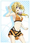  bikini blonde_hair charlotte_dunois ikuwataru_nagomi infinite_stratos long_hair md5_mismatch purple_eyes skirt solo swimsuit waving 