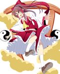  aa44 bow brown_eyes brown_hair detached_sleeves hair_bow hakurei_reimu highres long_hair solo touhou yin_yang 