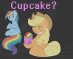  applebloom_(mlp) applejack_(mlp) blonde_hair blue_fur creepy cupcake equine female feral friendship_is_magic frosting fur green_eyes grin hair hat horse mammal multi-colored_hair my_little_pony optical_illusion pink_eyes pony rainbow_dash_(mlp) rainbow_hair rope surprise unknown_artist 