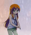  akai_homura casual chounan highres long_hair orange_hair rain see-through solo tokimeki_memorial tokimeki_memorial_2 wet 