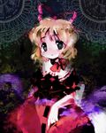  amo blonde_hair blue_eyes dress hair_ribbon highres medicine_melancholy pink_dress ribbon solo touhou 