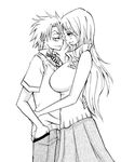  bleach choco-bee hitsugaya_toushirou long_hair matsumoto_rangiku monochrome necktie sketch 