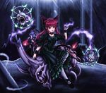  animal_ears bad_id bad_pixiv_id bell cat_ears cat_tail choker jingle_bell kaenbyou_rin mary_janes monster multiple_tails pointy_ears red_eyes red_hair shoes sitting skull skyspace solo tail thighhighs touhou twintails white_legwear 