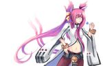  animal_ears arc_system_works bell belt blazblue bracelet bravespiritya candy cat_ears cat_tail female glasses jewelry kokonoe labcoat lollipop long_hair midriff multiple_tails pants pink_hair ponytail ribbon shouma_(bravespiritya) solo tail very_long_hair white_background yellow_eyes yellow_ribbon 