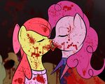  applebloom_(mlp) applejack_(mlp) blood bow_tie collar couple cub cupcakes_(mlp_fanfic) death duo equine eyeball female feral friendship_is_magic fur gore hair horse kissing lesbian mammal my_little_pony pink_fur pink_hair pinkie_pie_(mlp) pinkn_hair pony spiked_collar unknown_artist young 