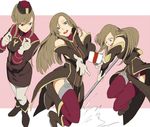  bare_shoulders blue_eyes boots brown_hair detached_sleeves face gloves hat long_hair mineji open_mouth pantyhose tabard tales_of_(series) tales_of_the_abyss tear_grants thighhighs 