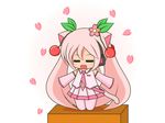  animal_ears catgirl cherry_blossoms chibi hatsune_miku headphones sakura_miku suzunonaruki tail vocaloid white 