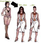  brown_hair brunette cleavage evolution excella_gionne hair_bun official_art resident_evil resident_evil_5 skirt white_dress 