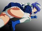  blue_hair ecchi green_eye green_eyes ikkitousen maid panties ryomou_shimei underwear 