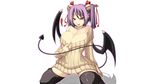  cleavage horns original psychedelic_g2 purple_hair red_eyes succubus thighhighs white wings 