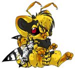  antennae cute darkuangel hornet insect male numa red_eyes solo wings 