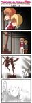  4koma =_= angel ashita_no_joe blonde_hair blood breasts brown_hair charlotte_e_yeager chocolate christiane_barkhorn closed_eyes comic erica_hartmann gertrud_barkhorn highres long_hair medium_breasts military military_uniform miyafuji_yoshika multiple_girls nosebleed parody short_hair small_breasts smile statue strike_witches sweat tabigarasu translated uniform valentine wings world_witches_series 