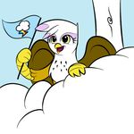  cheering cloud female feral friendship_is_magic gilda_(mlp) gryphon my_little_pony rainbow_dash_pennant solo unknown_artist wings 
