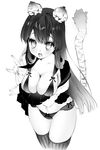  animal_ears black_panties blush bra breast_hold breasts cherrypin copyright_request fingernails greyscale hands large_breasts lingerie long_hair looking_up monochrome open_clothes open_mouth open_shirt panties pleated_skirt school_uniform shirt skirt skirt_lift solo tail thighhighs tiger_ears tiger_tail underwear 
