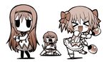  &gt;_&lt; :d akemi_homura blood blush_stickers bow chibi closed_eyes dancing fang hair_bow hairband instrument jitome kaname_madoka kore_wa_zombie_desu_ka? long_hair magical_girl mahou_shoujo_madoka_magica maracas md5_mismatch miki_sayaka monochrome multiple_girls open_mouth panties pantyhose parody senomoto_hisashi sitting smile sword underwear weapon xd 