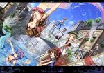  :d armlet bikini_top bracelet braid bridge building canal child crescent_moon day dress dutch_angle gondola hat head_scarf jewelry jumping long_tail looking_at_viewer mermaid miyai_haruki monster_girl moon multiple_girls oar open_mouth original outdoors partially_submerged plant road_sign rowing see-through side_braid sign sky smile tail thighhighs tower upside-down vines water zettai_ryouiki 