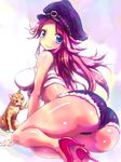  ass bad_id bad_pixiv_id breasts cat cutoffs enomoto_hidehira final_fight high_heels large_breasts long_hair looking_back midriff poison_(final_fight) red_hair shoes shorts smile solo 