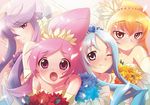  blonde_hair blue_eyes blue_hair blush cure_blossom cure_marine cure_moonlight cure_sunshine dress flower hanasaki_tsubomi heartcatch_precure! izumi_(sachikara) kurumi_erika lavender_hair magical_girl multiple_girls myoudouin_itsuki one_eye_closed pink_eyes pink_hair precure purple_eyes tsukikage_yuri wedding_dress yellow_eyes 