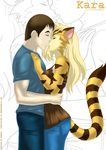  bbmbbf couple feline female furryneko human kara kissing male tiger 
