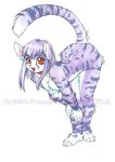 2001 ass_up bent_over breasts cat cute feline female loli purple_hair raised_tail solo tail trump watermark 