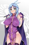  blue_eyes breasts cape china_dress chinese_clothes covered_nipples dress final_fantasy final_fantasy_ix genderswap genderswap_(mtf) green_eyes huge_breasts impossible_clothes kuja nipples skin_tight solo thighhighs ziz_(pantwo) 