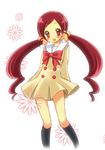  :d blush hanasaki_tsubomi heartcatch_precure! kneehighs long_hair myoudou_gakuen_middle_school_uniform open_mouth precure red_eyes red_hair sasaki_akane smile solo twintails very_long_hair 