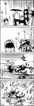  4koma comic greyscale hat highres himekaidou_hatate monochrome net orz phone shameimaru_aya short_twintails tani_takeshi tokin_hat touhou twintails wings yukkuri_shiteitte_ne 