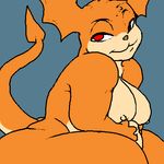  breasts ears eyes fat fatachu female javanshir nipples nose overweight patachu red_eyes solo tail wings 
