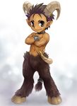  chibi choker dark_hair fang hooves horns male mo2 nude pointy_ears satyr solo tail_ring 