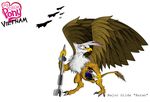  female friendship_is_magic gilda_(mlp) gryphon helmet jet missile missle my_little_pony plain_background solo two_tone_hair unknown_artist vietnam white_background wings 