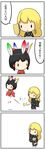  4koma alternate_costume black_hair blonde_hair comic hagoita hair_ribbon hakurei_reimu hanetsuki highres hitting japanese_clothes kimono kirisame_marisa multiple_girls paddle potaaju ribbon touhou translated 