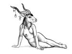  adornments antelope female horn_ornaments horns kudu nude pencils piercing solo ursula_vernon 