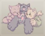  blush chest_tuft clothed cub cum eyes_closed fangs gay little_egoist male masturbation pawpads threesome tongue_out 
