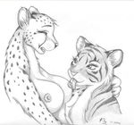  breast_lick breasts cheetah eyes_closed feline female fio lesbian lick licking nude tiger tongue 