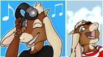  almalthia blue_eyes eye_patch eyes_closed female goat headphones holly_massey horns pirate portrait shirt smile ♪ ♫ 