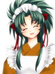  closed_eyes futaba_channel green_hair highres japanese_clothes jochuu-san kimono long_hair maid original solo yagisaka_seto 