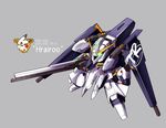  chibi clenched_hand emblem gaplant_hrairoo gun gundam mecha no_humans rifle simple_background solo take_tonbo weapon 