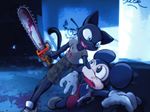  4:3 and_nothing_of_value_was_lost blood cat chainsaw combat darkdoomer disney drool feline guro hi_res insane kill male mickey_mouse miw parody rodent saliva splatter violence wallpaper weapon 