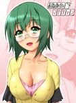  breasts cleavage glasses green_hair infinite_stratos kimuti-g teacher yamada_maya_(infinite_stratos) 