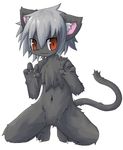  :3 ambiguous_gender black cat claws feline grey kawaii solo 