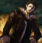  alvin_(tales) black_hair brown_eyes buckle cravat jacket male_focus solo star_(sky) tales_of_(series) tales_of_xillia yohi 