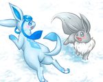  canine eevee fox glaceon nintendo paro28 pok&eacute;mon snow water winter 