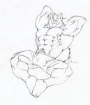  boxers bulge canine dog grin husky looking_at_viewer male muscles presenting sketch solo tail tkc2021 tongue underwear 