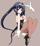  animal_ears black_hair brown_eyes bunny_ears bunnysuit itan_hako k-on! long_hair nakano_azusa pantyhose solo twintails 