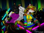  canine clothing club collar dancing eyes_closed female fox glowing glowstick rave raver strype tail wings 