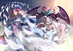  bat_wings hat highres japanese_clothes maisaki_miyabi multiple_girls pink_eyes pink_hair red_eyes remilia_scarlet saigyouji_yuyuko short_hair touhou wings 