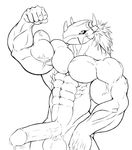  digimon flex male muscles my_what_lumpy_muscles_you_have nude penis pose precum solo unknown_artist wargreymon 