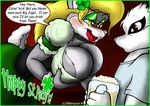  bar beer beth_blosoms big_breasts blonde_hair blush breast_grab breasts cleavage drink drunk female four_leaf_clover greycat_rademenes hair lagomorph lipstick male rabbit st._patrick&#039;s_day 