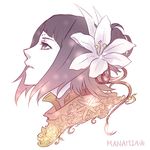  aq_interactive black_eyes black_hair female flower hair_ornament kanameiro manamia mistwalker nintendo short_hair simple_background solo the_last_story white_background 